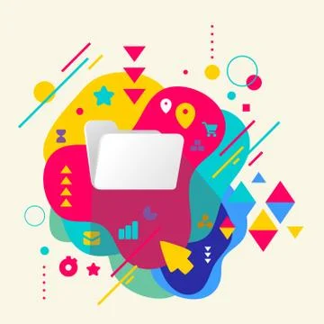 Folder on abstract colorful spotted background with different el Stock Illustration