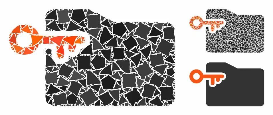 Folder access key Composition Icon of Inequal Elements Stock Illustration