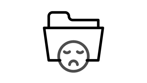 A folder adorned with a sad face, symbolizing feelings of sadness or frustr.. Stock Footage 334834262