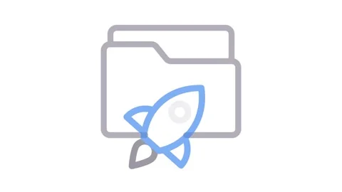 A folder adorned with a vibrant rocket illustration, representing innovatio.. Stock Footage 334834201