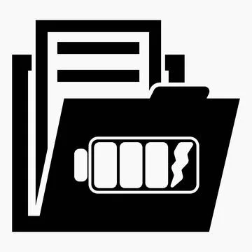 Folder and battery icon. Energy Efficiency Documents. Illustrazione stock
