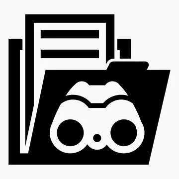 Folder and binoculars icon. Ilustración de archivo