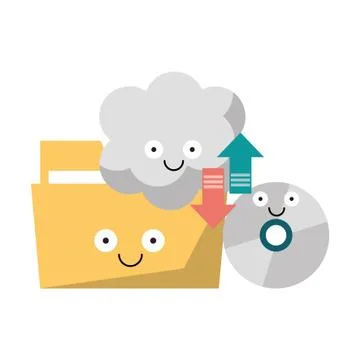 Folder and cd rom with cloud computing Stock Illustration