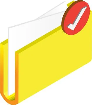 Folder and checkmark illustration in 3D isometric style Stock Illustration