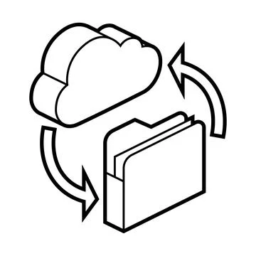 Folder and cloud icon in isometry. Updating information and files. Image for Stock Illustration