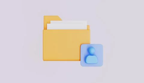 Folder and document with user profile icon 3d illustration Stock Illustration