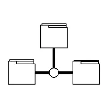 Folder and documents networks symbol isolated in black and white Stockillustratie