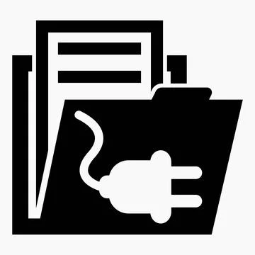 Folder and electric plug icon. Electricity bills Stock Illustration