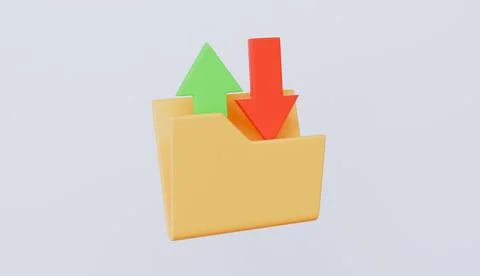 Folder and exchange arrow, data backup, file transferring icon 3d illustration Stock Illustration