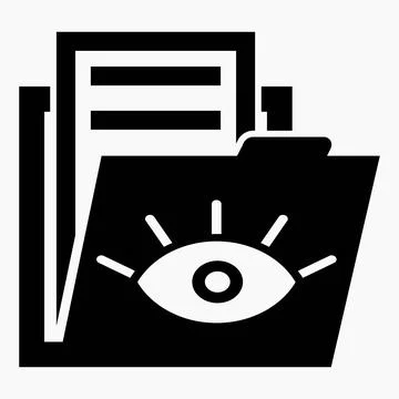 Folder and eye icon. Open documents on the server. Ilustración de archivo