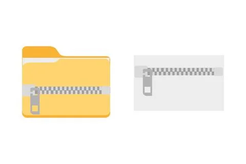 Folder and file icon with zipper, compressed document and directory Stock Illustration