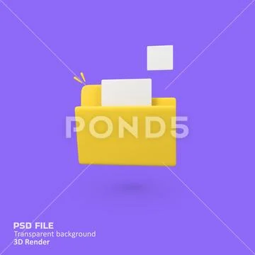 Folder and files isolated 3d render icon illustration PSD Template