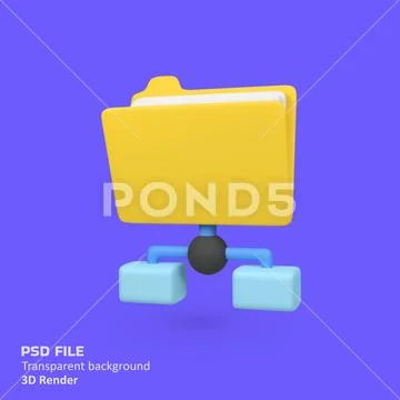 Folder and files sharing isolated 3d render icon illustration PSD Template