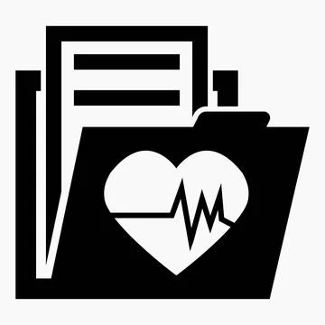 Folder and heart icon. Cardiogram archive of the heart. Stock Illustration