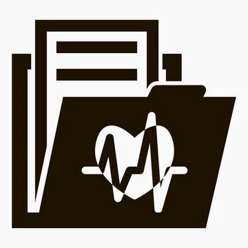Folder and heart icon. Cardiogram archive of the heart. Stock Illustration