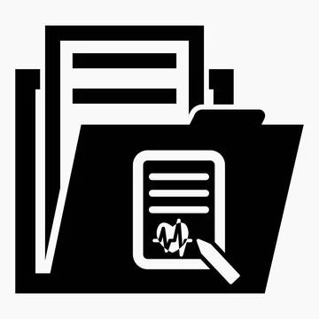 Folder and heart icon. Cardiogram archive of the heart. Stock Illustration