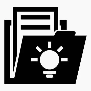 Folder and light bulb icon. Bills for the light. Stock Illustration