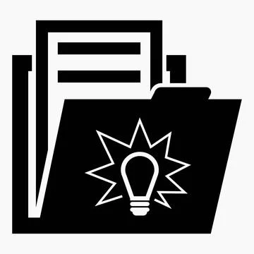 Folder and light bulb icon. Bills for the light. Stock Illustration