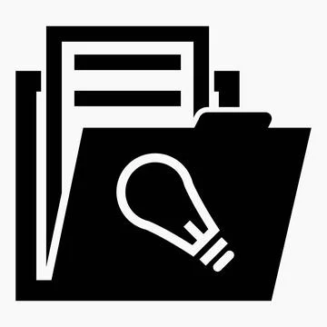 Folder and light bulb icon. Bills for the light. Stock Illustration