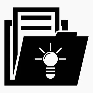 Folder and light bulb icon. Bills for the light. Stock Illustration