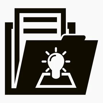 Folder and light bulb icon. Bills for the light. Stock Illustration