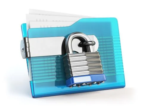Folder and lock. Data and privacy security concept. Information protection. Illustrazione stock