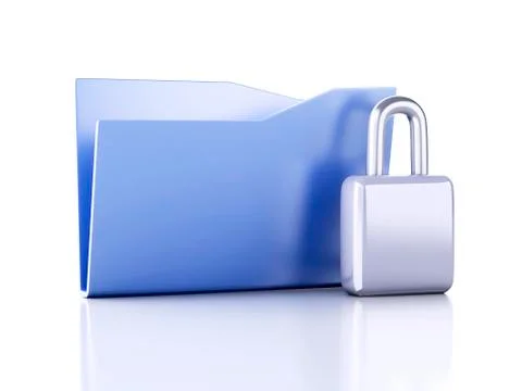 Folder and lock. data security concept. 3d illustration Stock Illustration