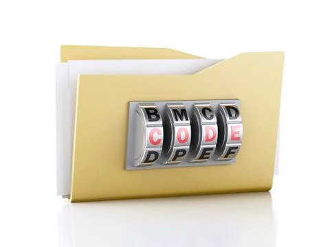 Folder and lock. data security concept. 3d illustration 스톡 일러스트