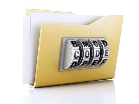 Folder and lock. data security concept. 3d illustration 스톡 일러스트