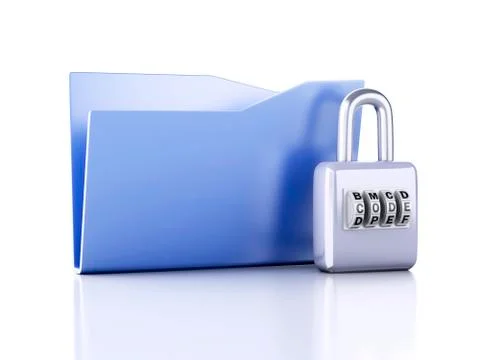 Folder and lock. data security concept. 3d illustration 스톡 일러스트