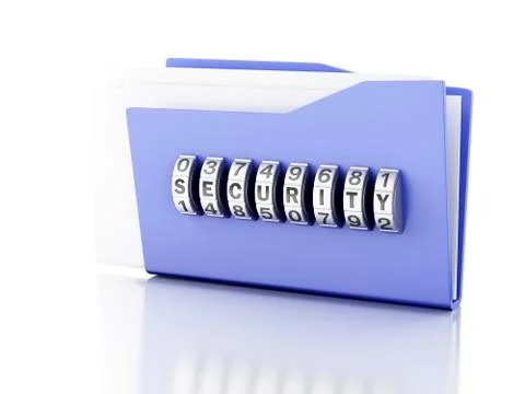 Folder and lock. data security concept. 3d illustration Stock Illustration