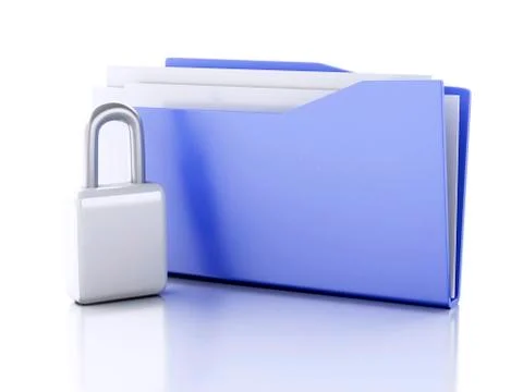 Folder and lock. data security concept. 3d illustration Stock Illustration