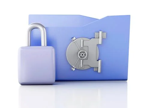 Folder and lock. data security concept. 3d illustration Stock Illustration