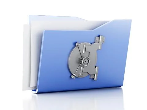 Folder and lock. data security concept. 3d illustration Stock Illustration