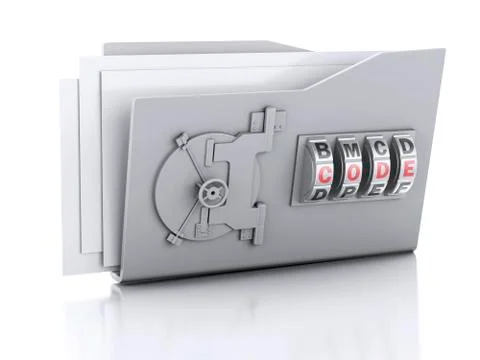 Folder and lock. data security concept. 3d illustration Stock Illustration