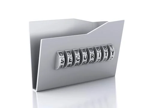 Folder and lock. data security concept. 3d illustration Stock Illustration