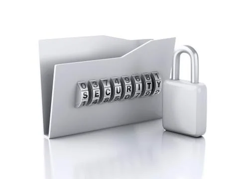 Folder and lock. data security concept. 3d illustration Stock Illustration
