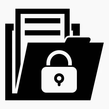 Folder and lock icon. Encrypted documents. Stock Illustration