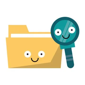 Folder and magnifying glass 库存插图