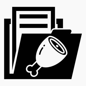 Folder and meat icon. Illustration of food documents. 스톡 일러스트