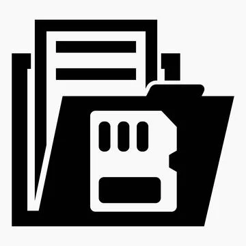 Folder and memory card icon. Archive of SD cards. Stock Illustration