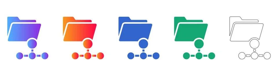 Folder and Network Directory Structure Icons Illustrazione stock