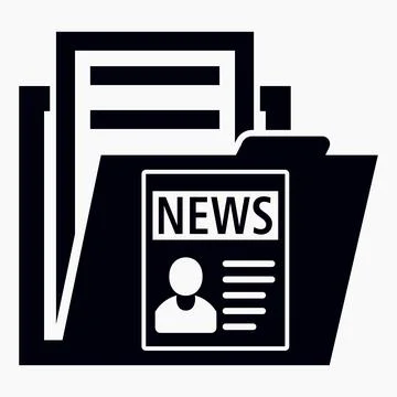 Folder and news icon. A selection of articles. Archive of information. Stock Illustration