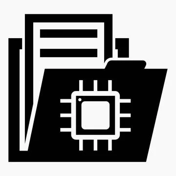 Folder and NFC chip icon. Illustration of technical documentation. Stock Illustration