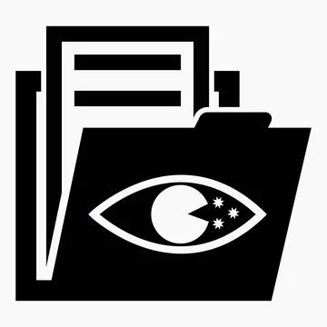 Folder and night vision icon. Illustration of the eyes with the moon. Stock Illustration