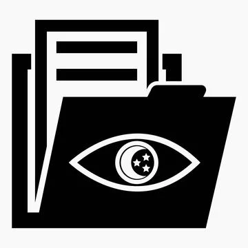 Folder and night vision icon. Illustration of the eyes with the moon. Stock Illustration