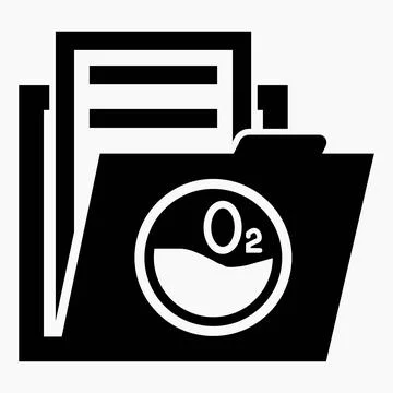 Folder and O2 oxygen icon. Medical records. Ilustración de archivo