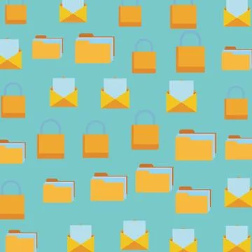 Folder and padlock pattern background Stock Illustration