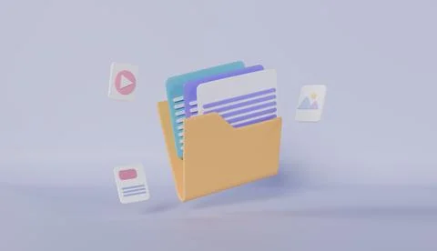 Folder and paper for management multimedia movie file, Image and video document 스톡 일러스트