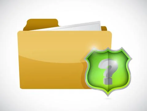 Folder and question mark shield illustration Stock Illustration